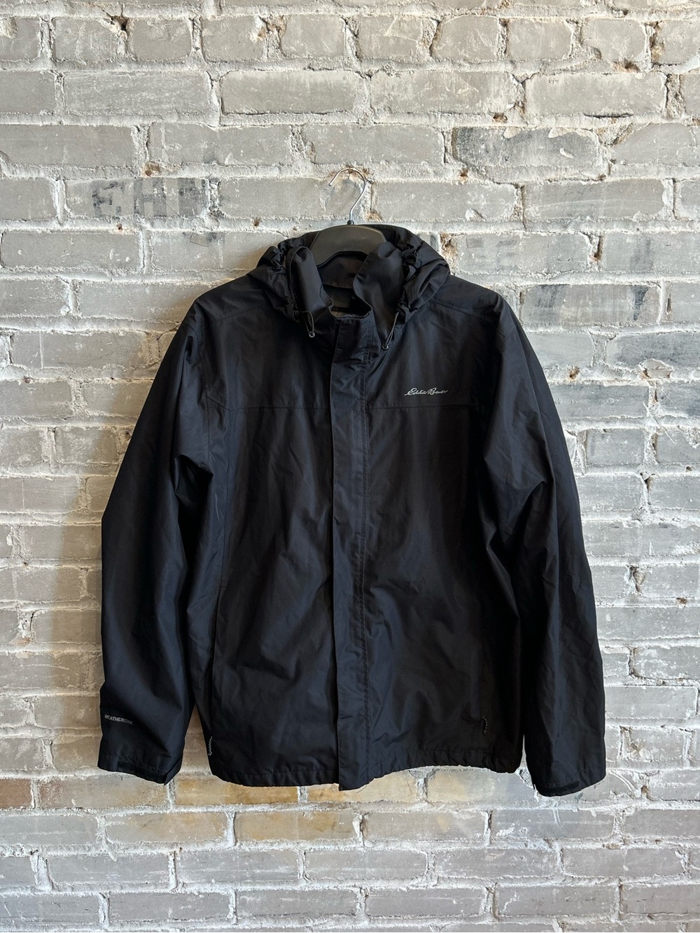 Eddie Bauer WeatherEdge Waterproof Rain Jacket Men's XL Black Hooded